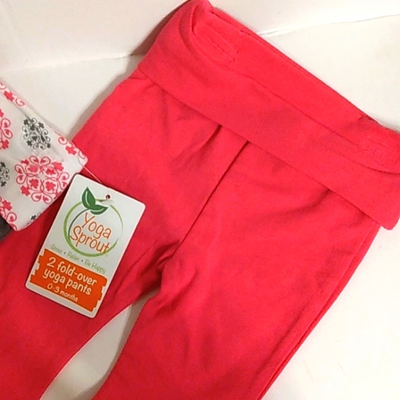 NWT Newborn YOGA SPROUT Set 2 Fold-over Flare Adorable Pants Set - Picture 7 of 8